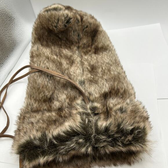 Philhobar Faux Fur Golf Club Cover w Leather Ties 13 x 7 w Brown Satin Lining - Picture 2 of 10